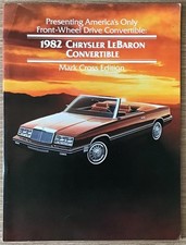 CHRYSLER LE BARON CONVERTIBLE USA Car Sales Brochure 1982  Mark Cross Edition