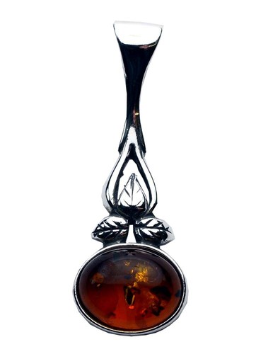 Amber pendant oval cognac - amber,