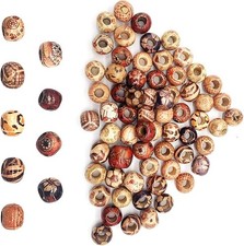 100pcs Natural Printed Wooden