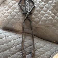 VINTAGE CAST IRON FIRE SCISSORS TONGS