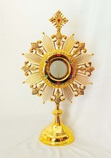 Monstrance Brass Gold Plated Relic Ostensorium Church Chapel Altar Gift AUTF25