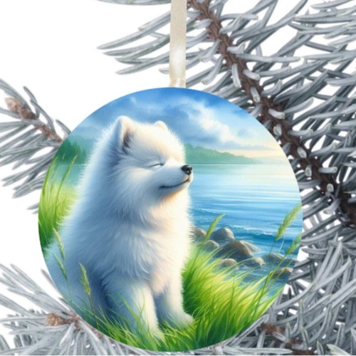 Samoyed dog hanging bauble - samoyed,