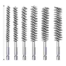 6 x Stainless Steel Wire Brush Drill Attachment Set Bore Brush Rust-Pipe Cleaner