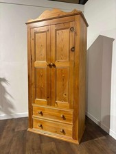 Waxed Solid Pine Two Door Wardrobe / Hall Cupboard