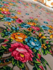 Vintage Pure Wool Floral Scarf