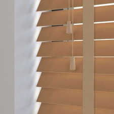 NewEdgeBlinds Real Wood with Tapes Venetian Blinds Smooth 50mm Slat 120cm Drop