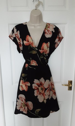 Wrap dress black - , floral