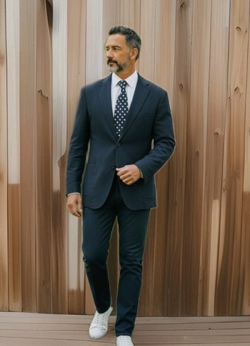 Linen blend suit navy - linen, 2