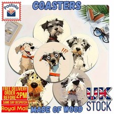 Funny Dog Wooden Coasters Set