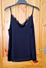 Black Layered Camisole with Lace Trim, from Vera & Lucy, Size Medium