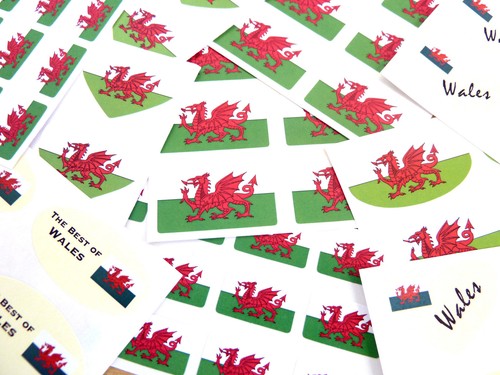 Welsh dragon flag stickers - dragon,,