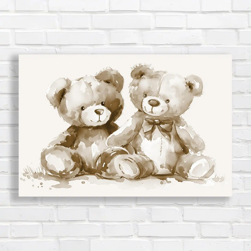 Cute teddy bears sepia - cute, canvas