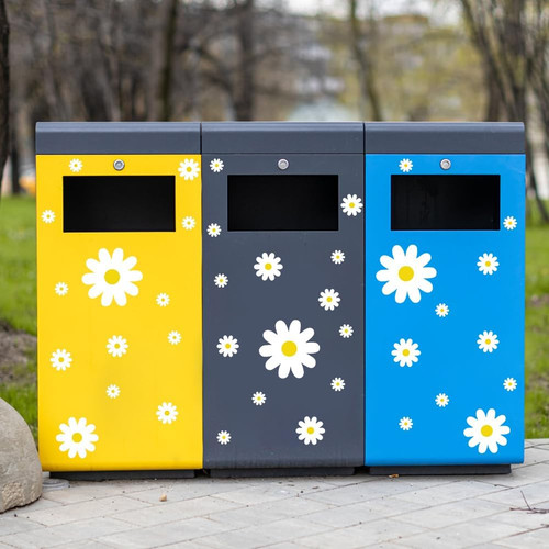 Wheelie bin stickers flowers - bin,