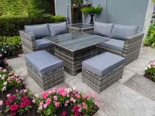 RATTAN RAISING TABLE WICKER CONSERVATORY OUTDOOR GARDEN FURNITURE CORNER DINING