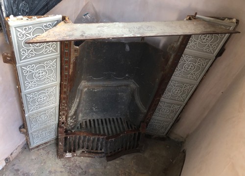 Victorian iron fireplace with - victorian,