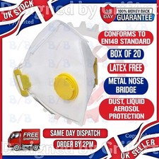 20 PACK VALVED DUST MASKS FFP2 FILTER SAFETY PROTECTIVE WORK DIY FACE RESPIRATOR