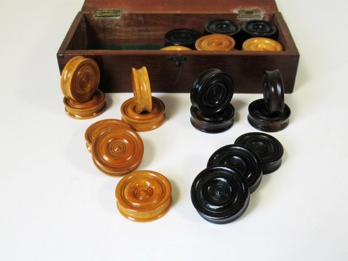 Antique backgammon draughts - antique,