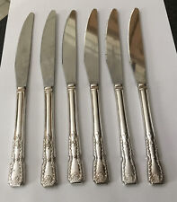 Vintage 6 Shaped Feather Edge 22cm Sheffield Silver Plate Dinner Knives  Cutlery