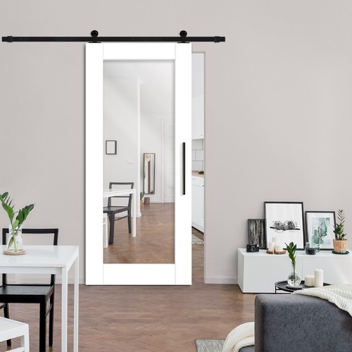 Mirrored solid wood barn door - barn,