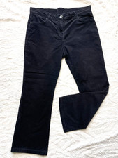 M&S Women Fine Black Stretch Corduroy Bootcut Jeans Trousers UK size 14 Short