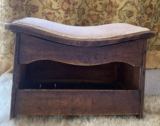 Antique Dark Oak Footstool With Storage Space Height 50cm