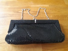 Frank Usher Black Sequined Evening Chain Strap Shoulder Bag Clutch Purse