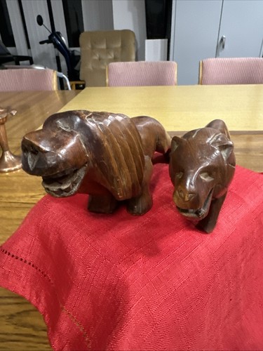 Pair carved wooden - pair,