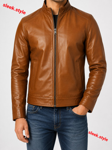 Mens leather brown jacket - brown,