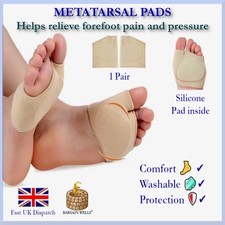 2x Fabric Metatarsal Pads with Gel Cushion Forefoot Pain Relief Foot Support UK