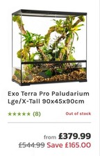 Exo Terra Glass Reptile Terrarium  90x90x45 With Stand Original  RRP £700