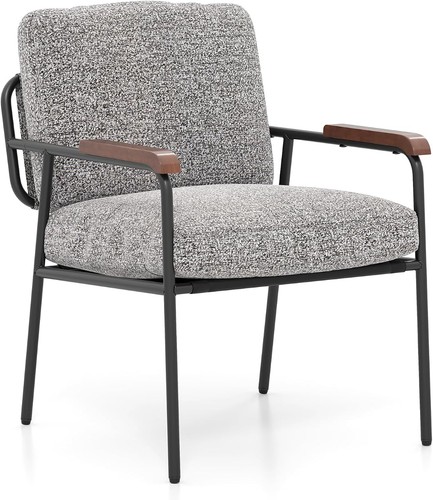 Grey linen lounge armchair - grey,