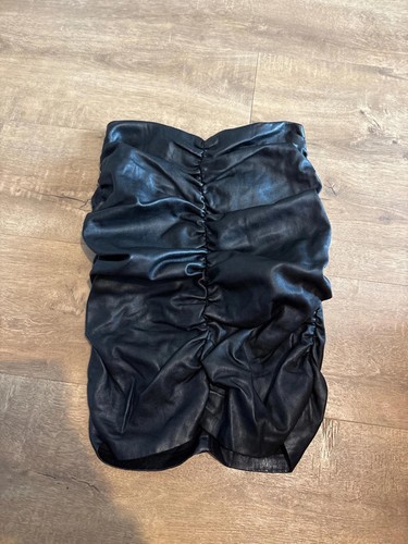 Zara ruched faux leather - , black
