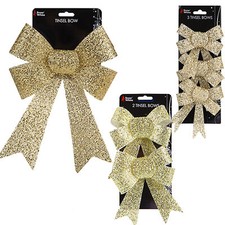 Christmas Gold Tinsel Bows