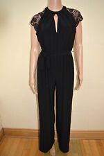 New M&S COLLECTION Black Lace Shoulder Back Belted Jumpsuit Sz UK 10 16 reg Long