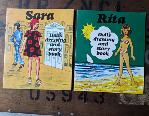 Pair vintage 1970s paper doll - paper,
