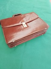 Vintage Pierre Cardin Briefcase Messenger Bag Brown Leather Attache Case