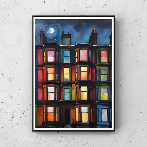 Glasgow tenement print