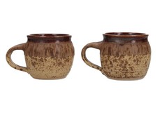 THORESBY HALL STUDIO POTTERY MUGS x 2 - Vintage English Stoneware