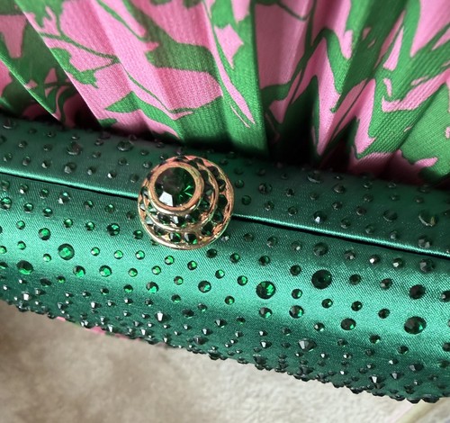 Emerald green beaded handbag - green,