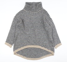 Apricot Women's Multicoloured Striped High Neck Jumper Size 10