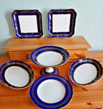 15 x Spode Copeland Greek Keys Cobalt & Gold Dinner/Dessert Service