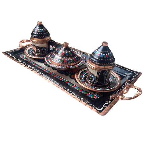 Turkish copper coffee set - turkish,