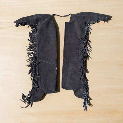 Black suede leather western - black,