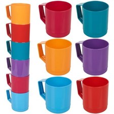 Set of 6 Plastic Mug Tea Coffee Drinking Tumbler Party Cup Multicolored 260 ml