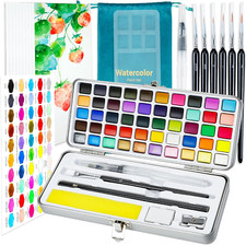 APOGO Watercolour Paint Set, 50 Colours in Portable Box, Art Supplies for Adults