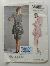 Uncut Vogue Givenchy Paris Original Top/Dress Skirt Belt 16 Sewing Pattern 2893