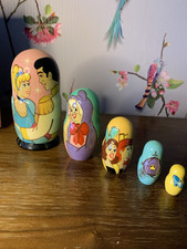 6" DISNEY CINDERELLA RUSSIAN MATRYOSHKA BABUSHKA WOODEN NESTING DOLLS 5PCS