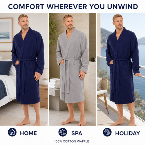 Mens dressing gown waffle - gown,