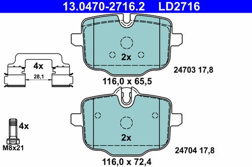 Rear brake pad set - rear,