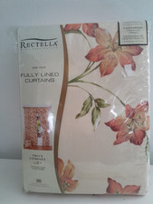 RECTELLA 1 Pair Of Floral Print Curtains 90 Inch Wide 72 Inch Long RRP £106 line
